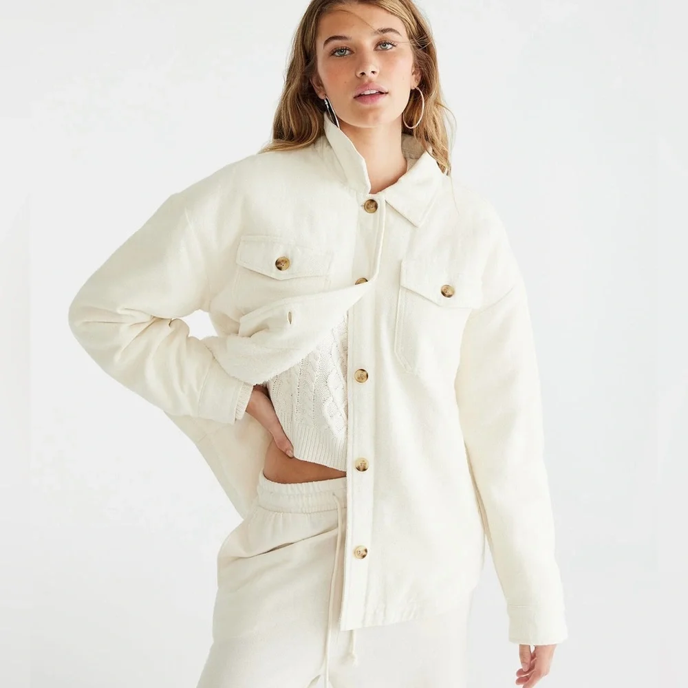 Aeropostale Flannel Sherpa Lined Shacket